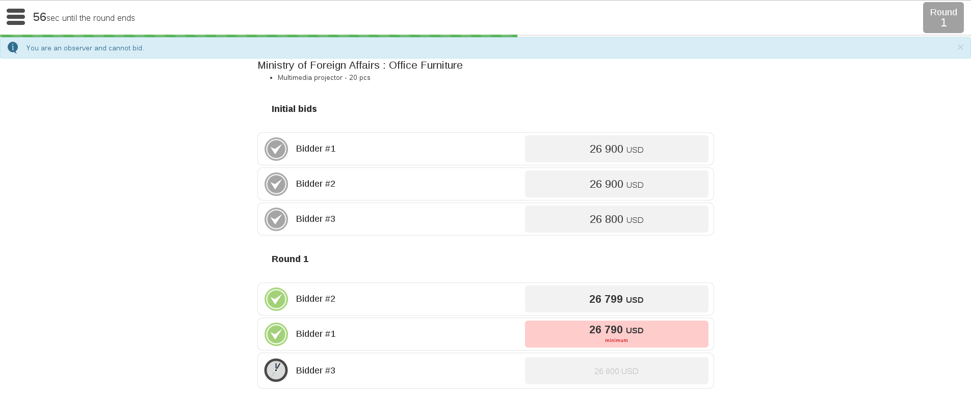 OpenProcurement auction first round