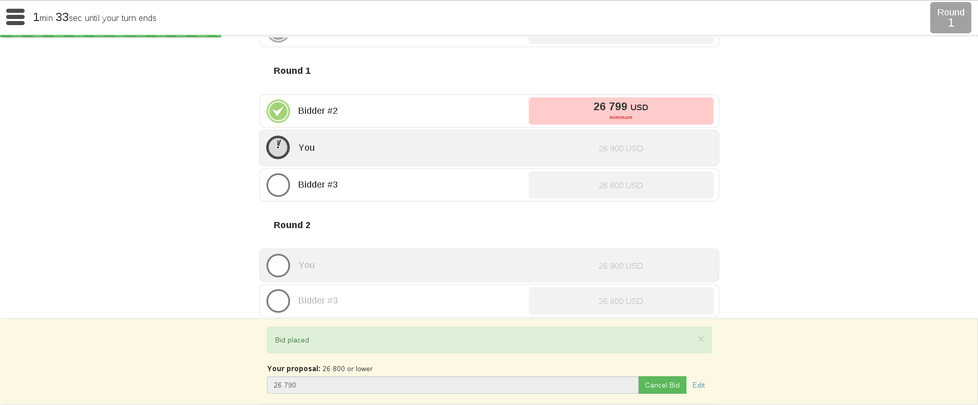 OpenProcurement auction individual participant page