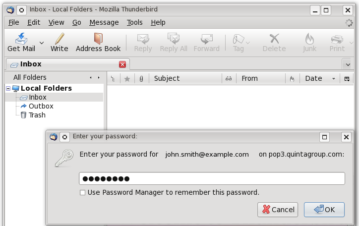 Thunderbird email Password