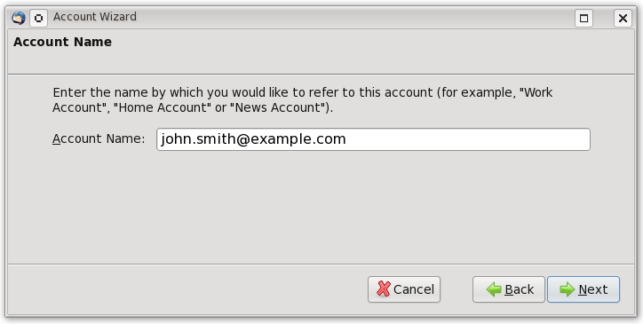 Thunderbird Account name