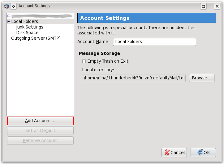 Thunderbird Account Settings