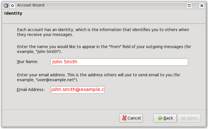 Thunderbird identity