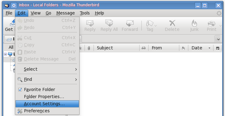 how to delete a thunderbird email account