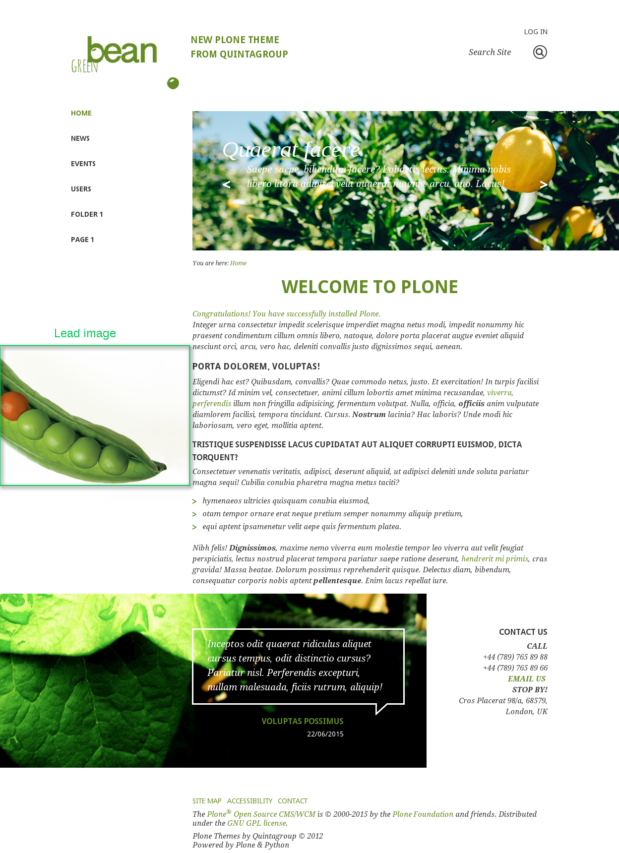 Green Bean Plone theme lead image