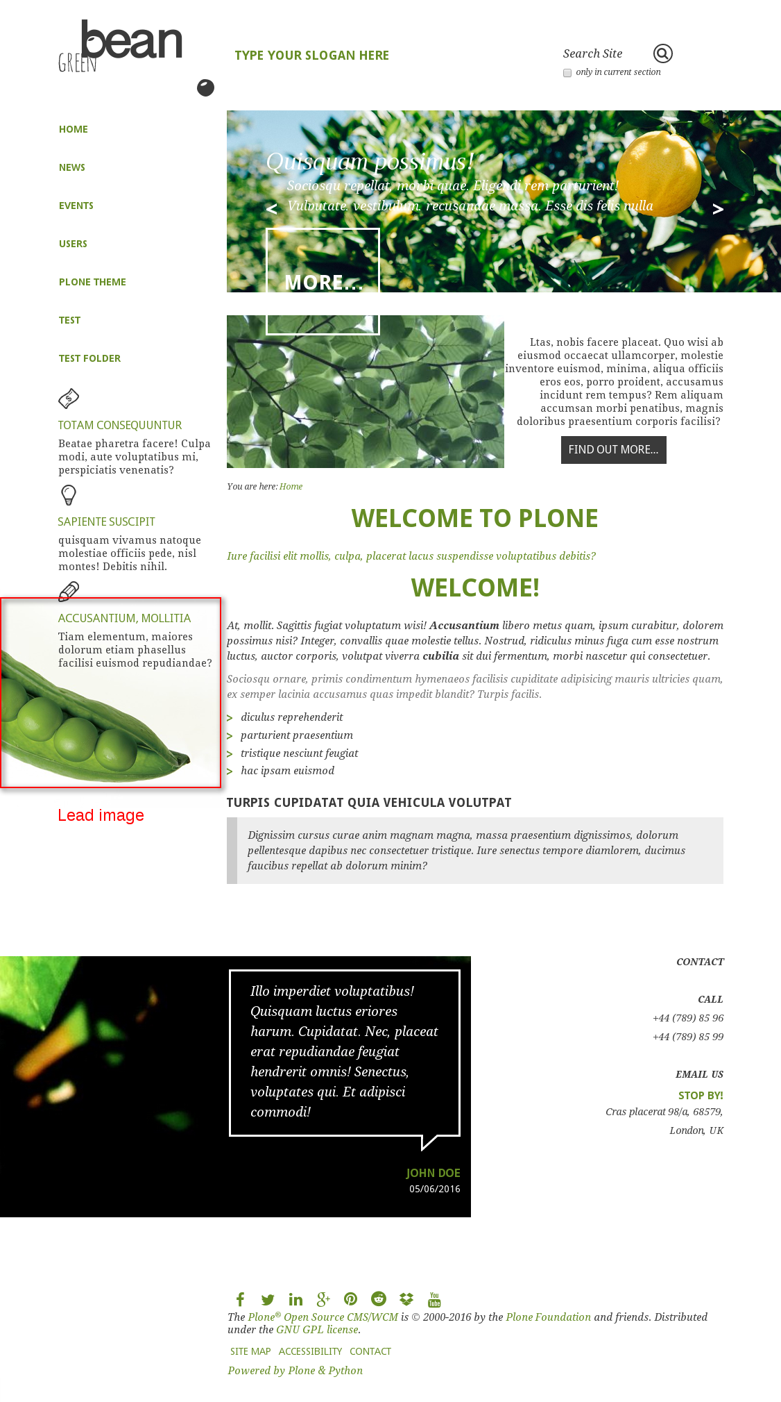Green Bean Plone theme lead image