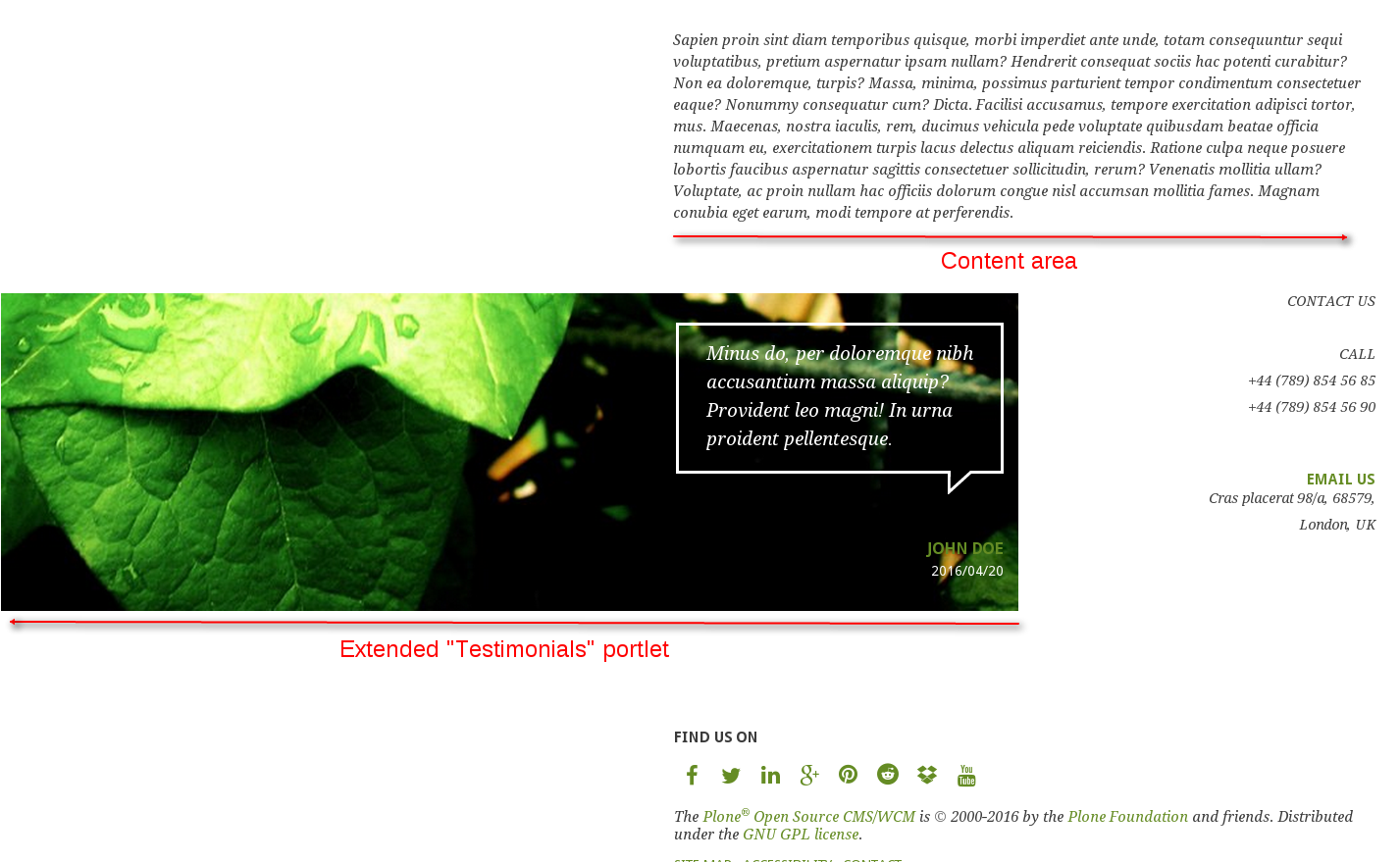 Green Bean Plone theme testimonials portlet