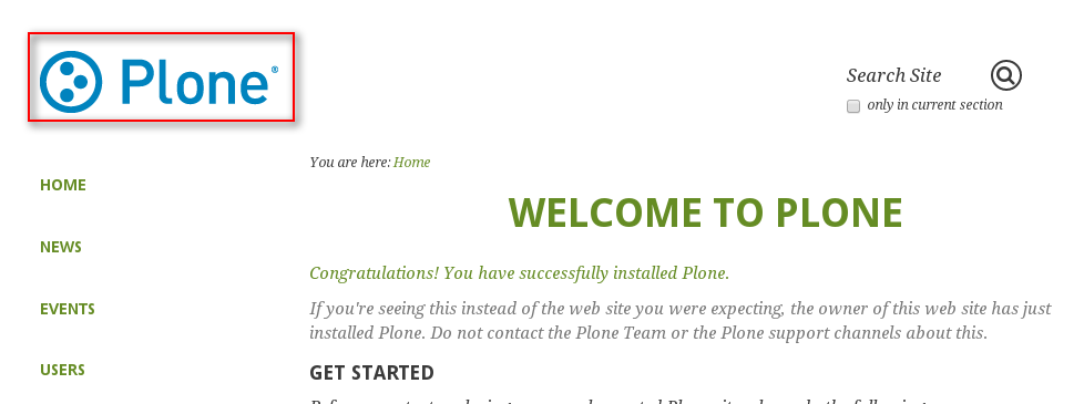 Plone default logo Greenbean theme