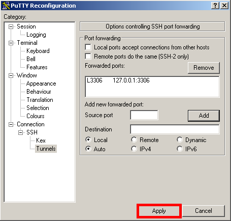 Mysql remote connection command line