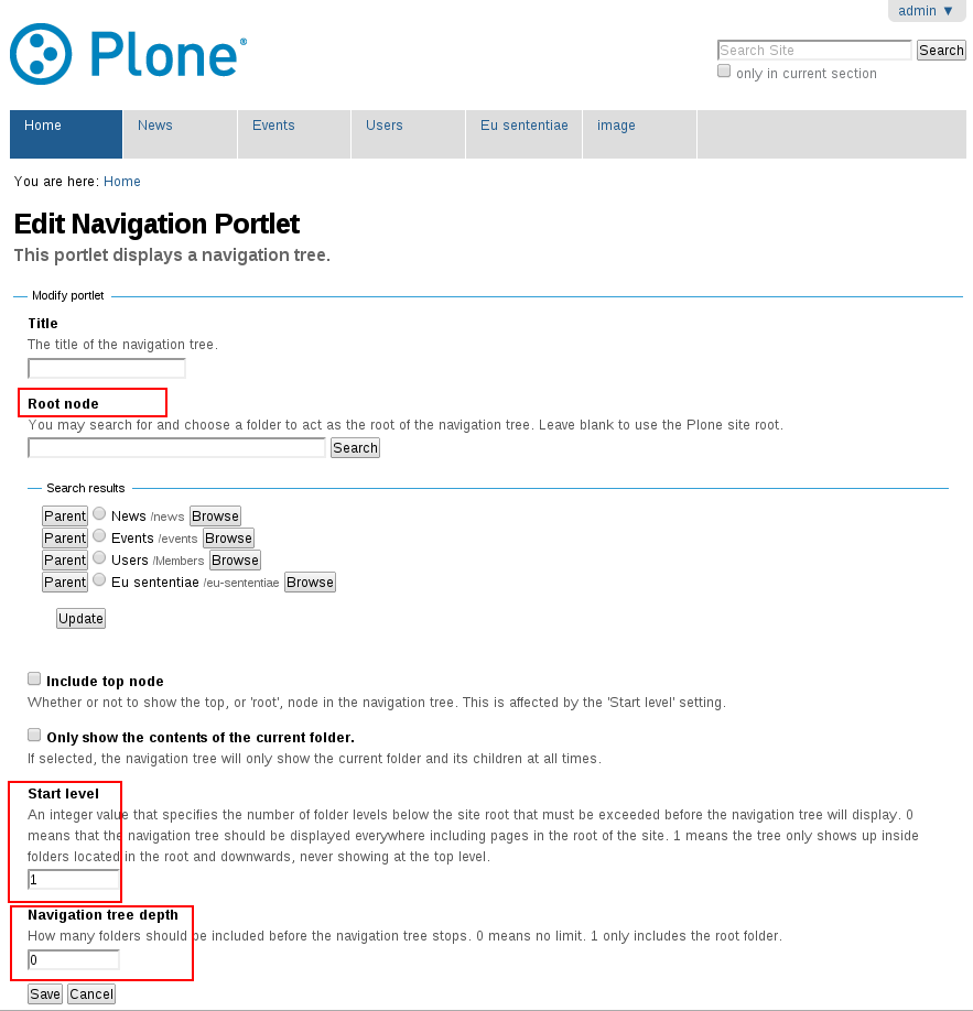 Edit Plone root node