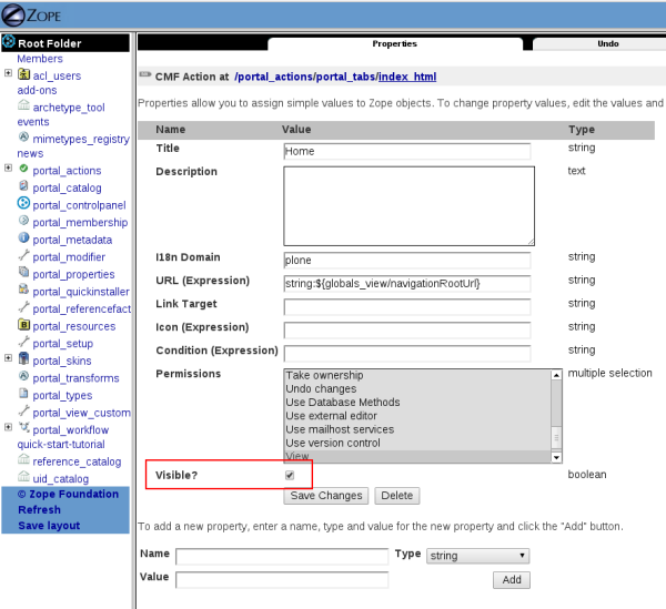 Visible Plone home tab