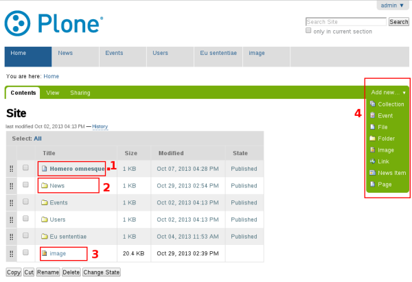 Plone website structure