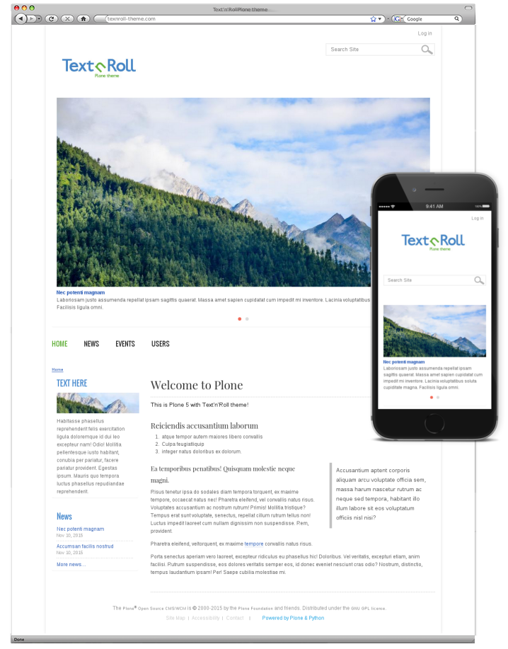 Text'n'Roll responsive plone theme