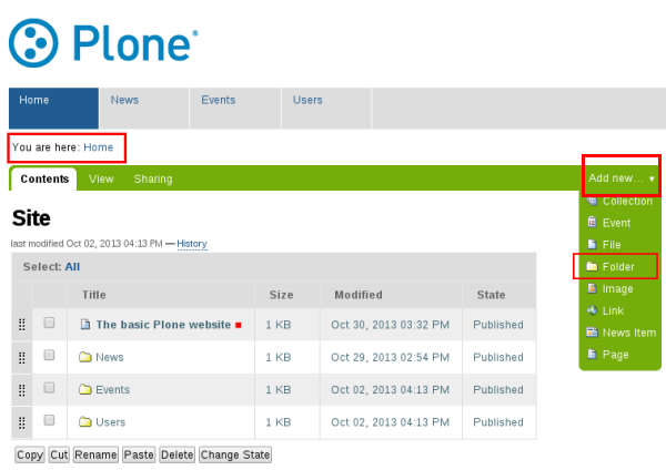 Add folder to Plone