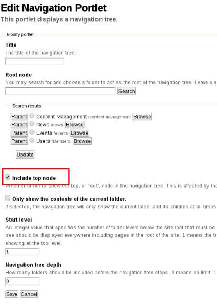 Edit navigation portlet in Plone