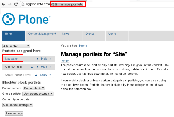 Manage portlets in Plone
