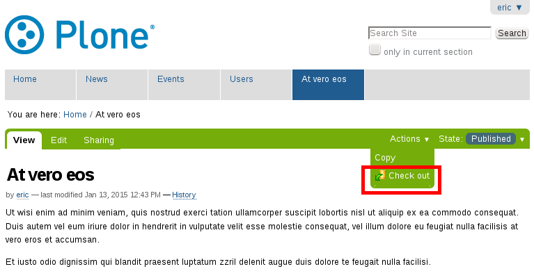 Check out in Plone