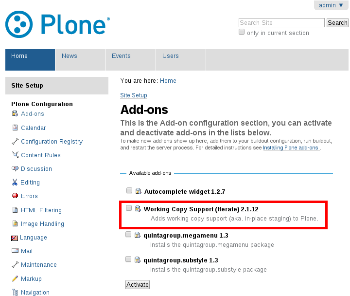 Working Copy support for Plone