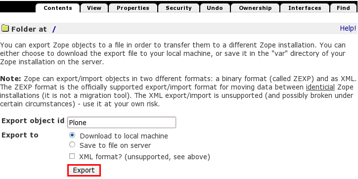 plone zexp export Step2